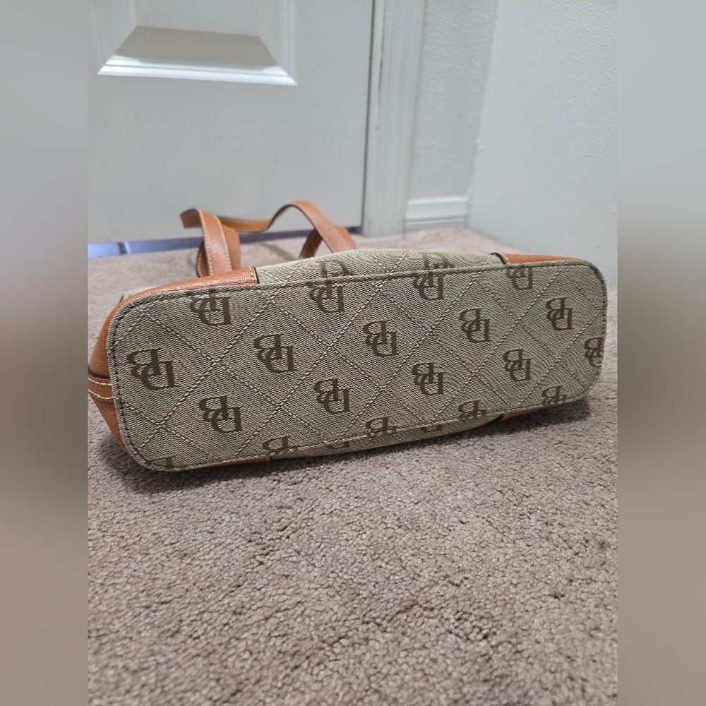 Dooney & Bourke Beige and Brown Logo Tote - Picture 11 of 13